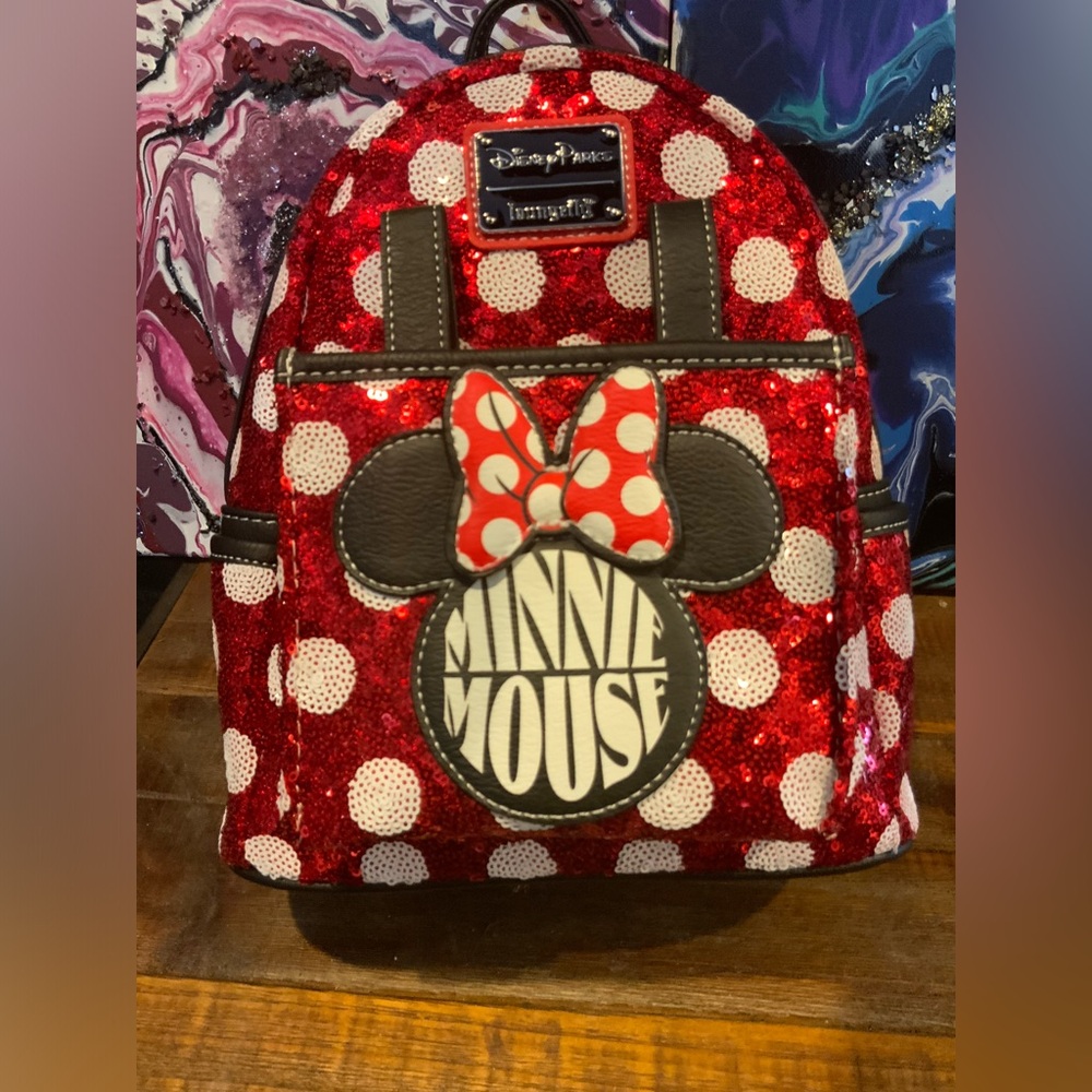 Minnie Mouse Sequin Polka Dot Loungefly Mini Backpack NWT Disney Parks $98 Ret